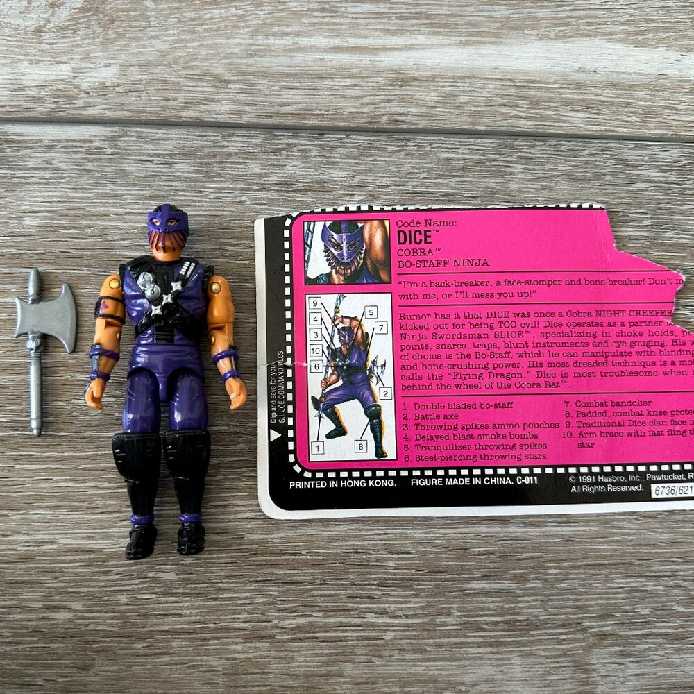 G.I. Joe Dice Cobra Bo-Staff Ninja 1991 Hasbro Vintage Awesome!